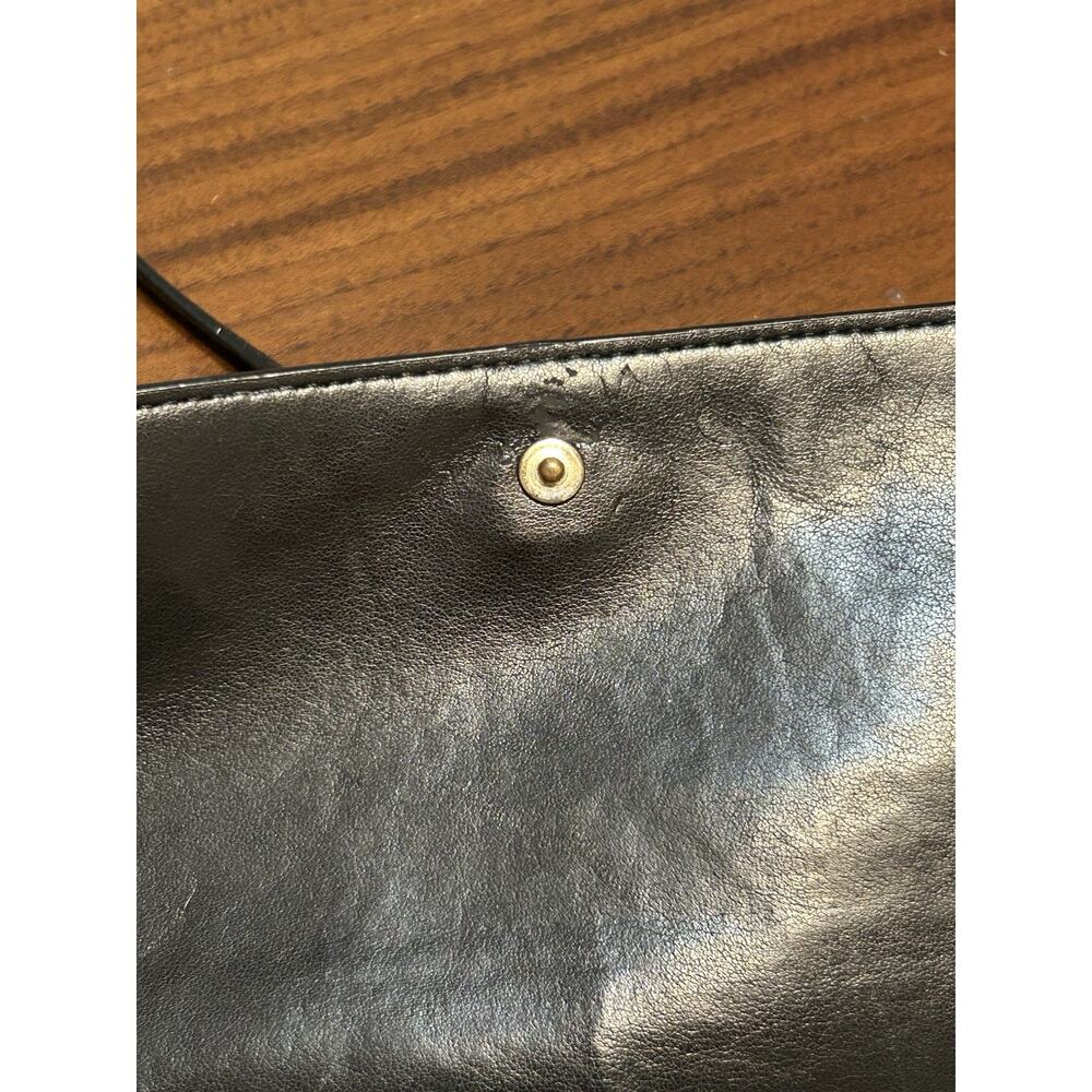 Coach Black Pebble Leather Foldover Crossbody Clutch Wallet Slim Purse - Picture 12 of 14